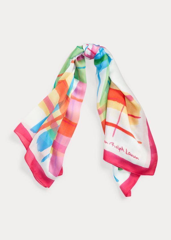 Szaliki Ralph Lauren Stella Plaid Scarf Damskie Kremowe | KOGK8804