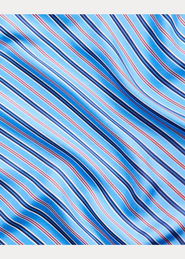 Szaliki Ralph Lauren Striped Silk Scarf Damskie Niebieskie Czerwone Kolorowe | GOBS4327