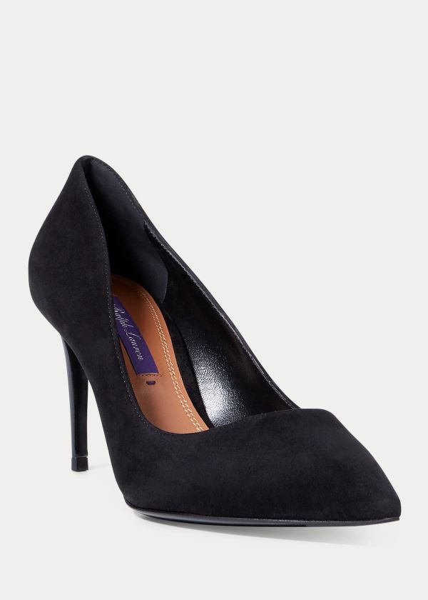 Szpilki Ralph Lauren Armissa Suede Pump Damskie Czarne | GRLA4434