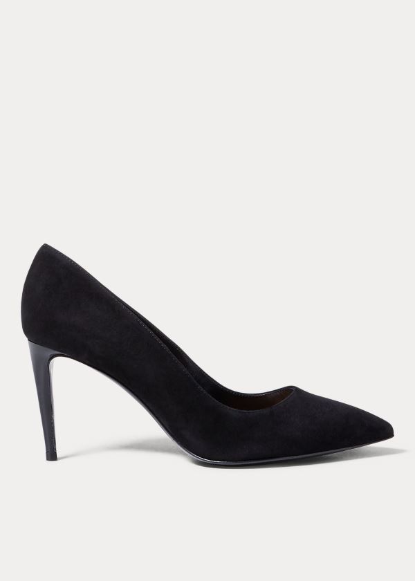 Szpilki Ralph Lauren Armissa Suede Pump Damskie Czarne | GRLA4434