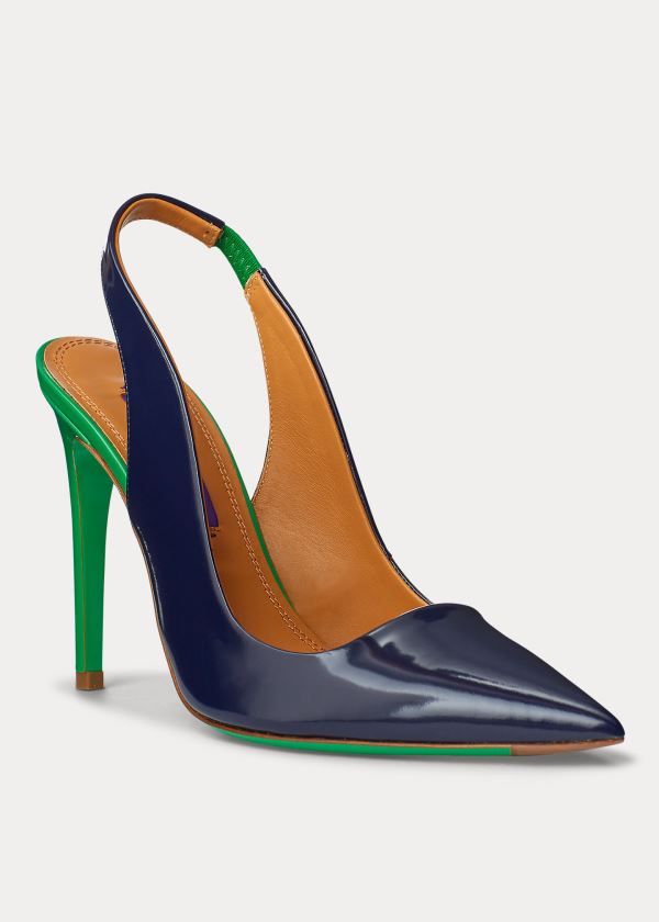 Szpilki Ralph Lauren Carley Two-Tone Calfskin Pump Damskie Granatowe Zielone | XYFM7937