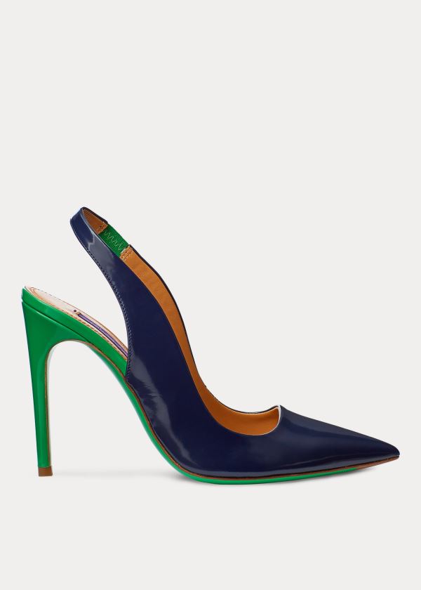 Szpilki Ralph Lauren Carley Two-Tone Calfskin Pump Damskie Granatowe Zielone | XYFM7937