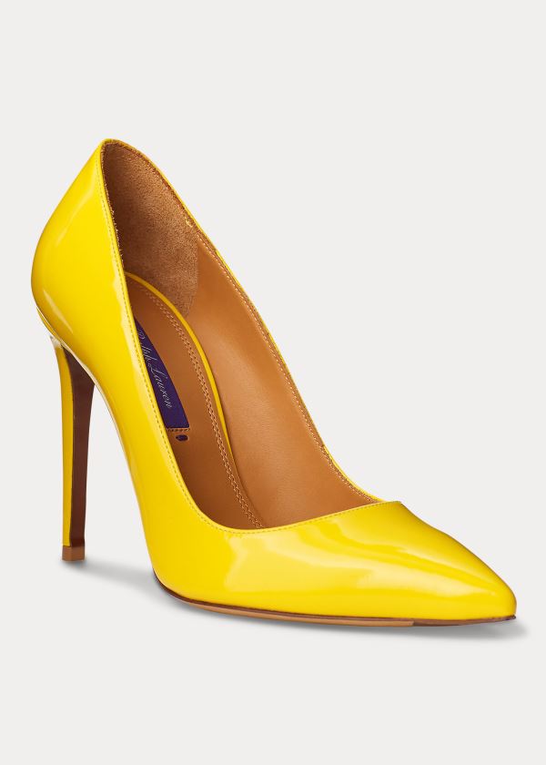 Szpilki Ralph Lauren Celia Patent Calfskin Pump Damskie Żółte | PBNH4909