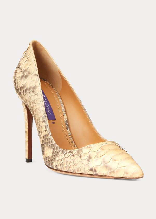 Szpilki Ralph Lauren Celia Python Pump Damskie Brązowe | MBVN7084