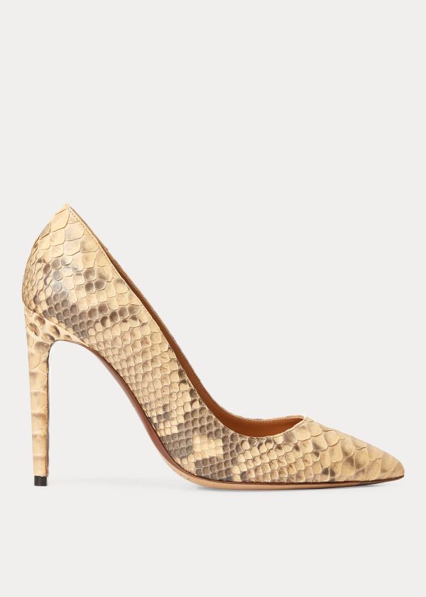 Szpilki Ralph Lauren Celia Python Pump Damskie Brązowe | MBVN7084