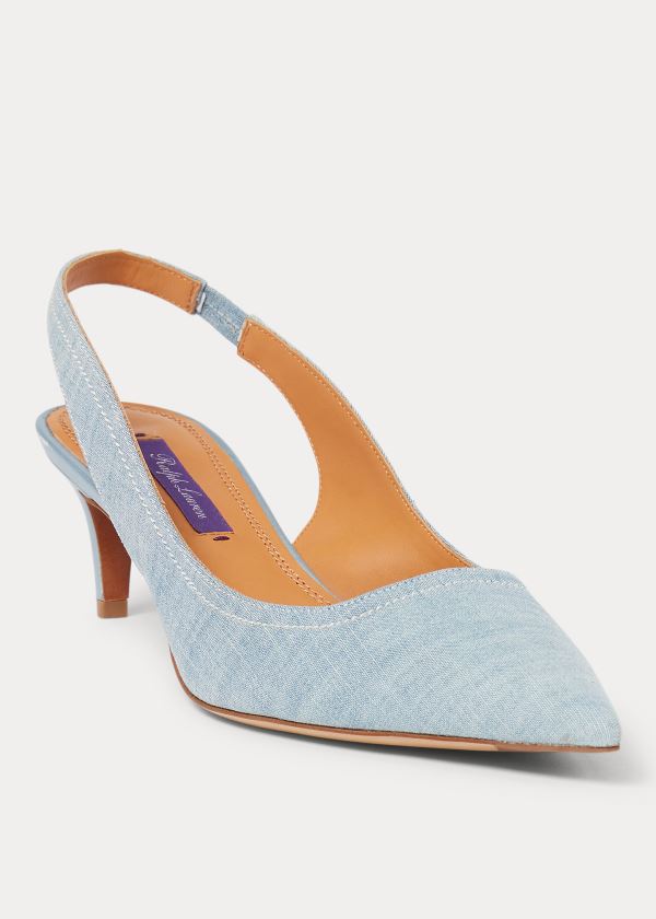 Szpilki Ralph Lauren Cleo Cotton Chambray Pump Damskie Niebieskie | KKYU0794