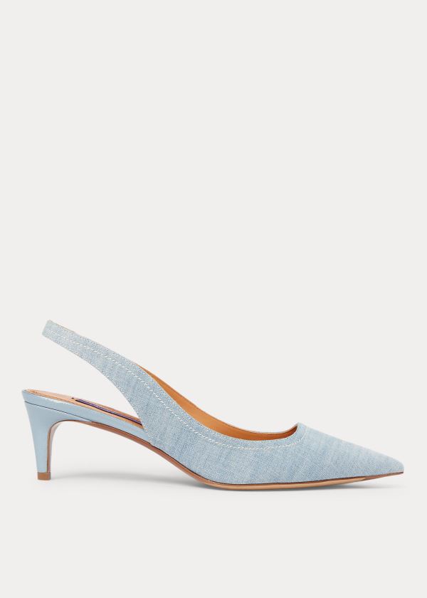 Szpilki Ralph Lauren Cleo Cotton Chambray Pump Damskie Niebieskie | KKYU0794