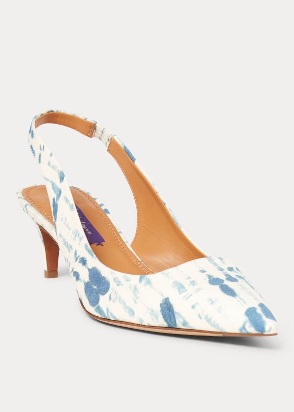 Szpilki Ralph Lauren Cleo Print Cotton Pump Damskie Niebieskie Białe | KGCM5255