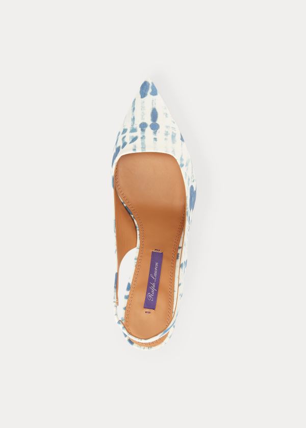 Szpilki Ralph Lauren Cleo Print Cotton Pump Damskie Niebieskie Białe | KGCM5255