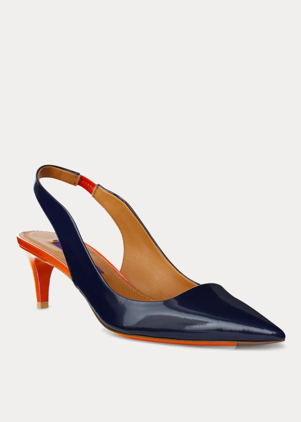 Szpilki Ralph Lauren Cleo Two-Tone Calfskin Pump Damskie Granatowe Pomarańczowe | UCSI5258