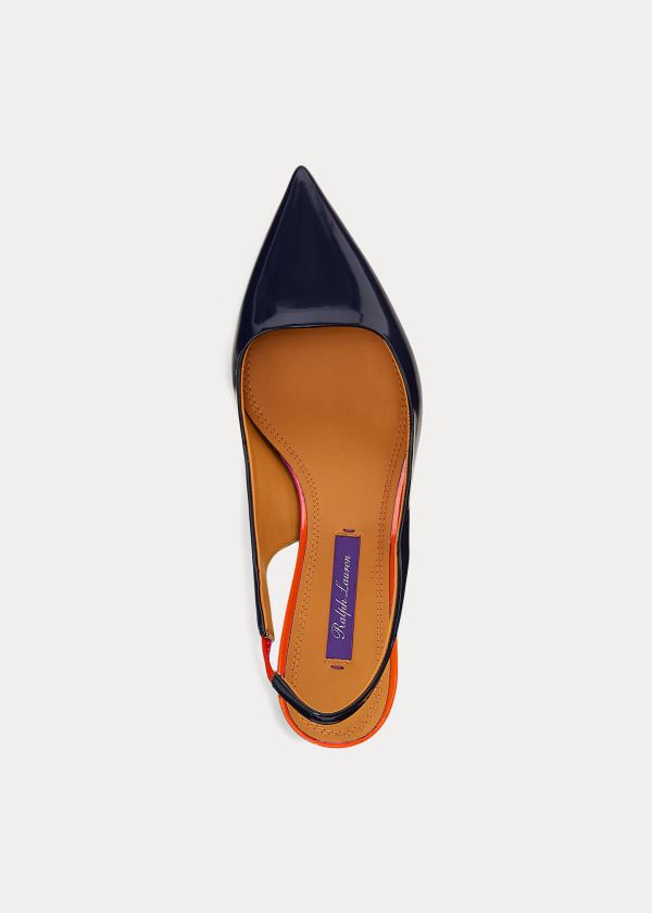 Szpilki Ralph Lauren Cleo Two-Tone Calfskin Pump Damskie Granatowe Pomarańczowe | UCSI5258