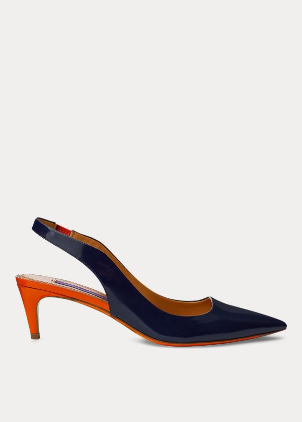 Szpilki Ralph Lauren Cleo Two-Tone Calfskin Pump Damskie Granatowe Pomarańczowe | UCSI5258