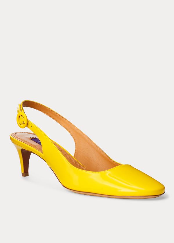 Szpilki Ralph Lauren Ember Patent Slingback Damskie Żółte | WXJA3992