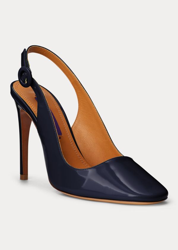 Szpilki Ralph Lauren Emersyn Patent Slingback Damskie Granatowe | RNZZ9968