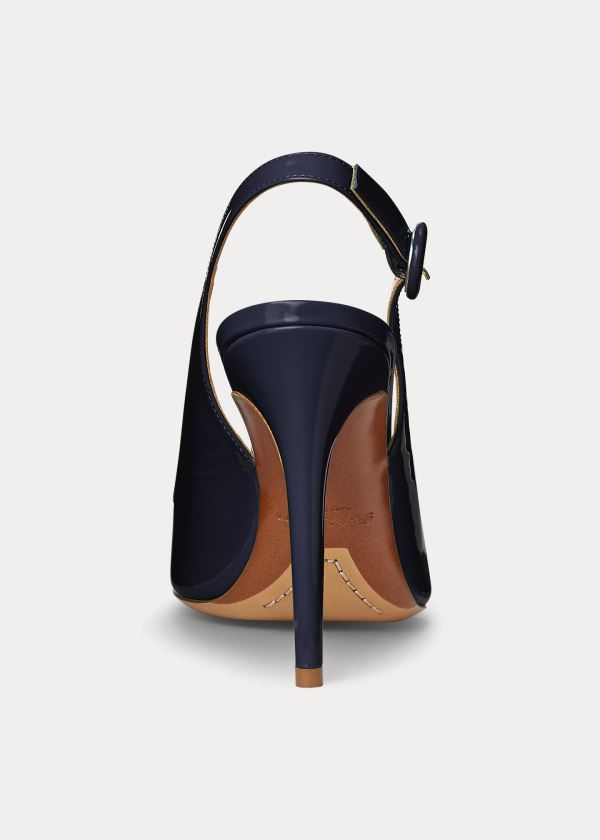 Szpilki Ralph Lauren Emersyn Patent Slingback Damskie Granatowe | RNZZ9968