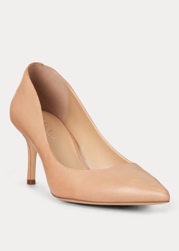 Szpilki Ralph Lauren Lanette Leather Pump Damskie Khaki | GJPK1750