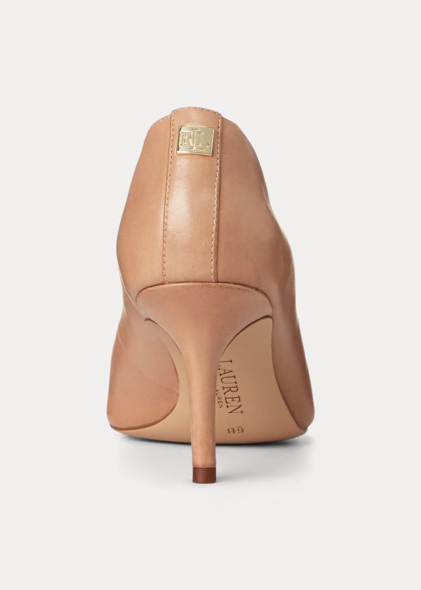 Szpilki Ralph Lauren Lanette Leather Pump Damskie Khaki | GJPK1750