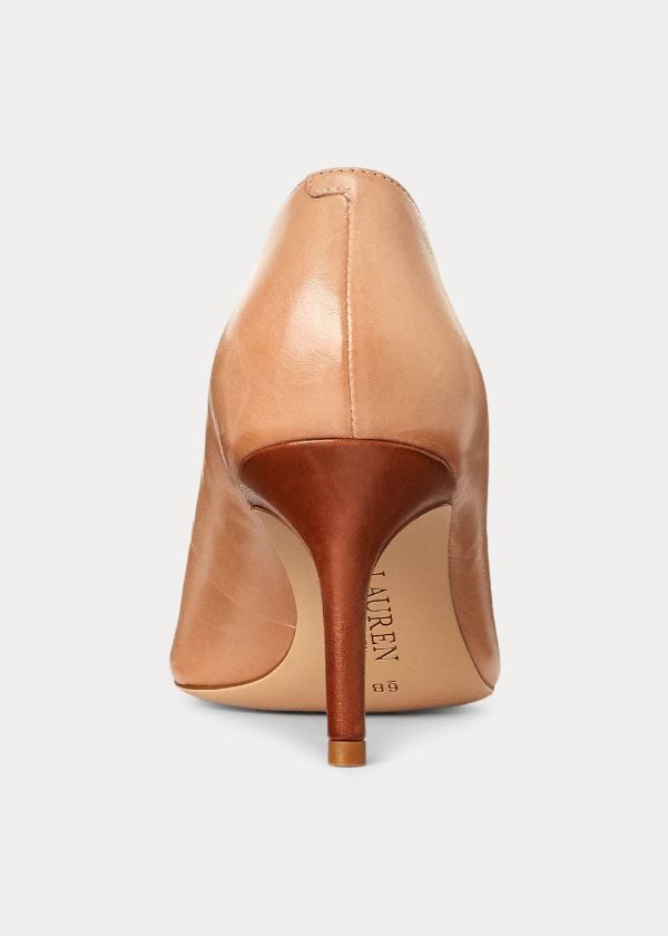 Szpilki Ralph Lauren Lanette Leather Toe-Cap Pump Damskie Khaki | LNFX0052