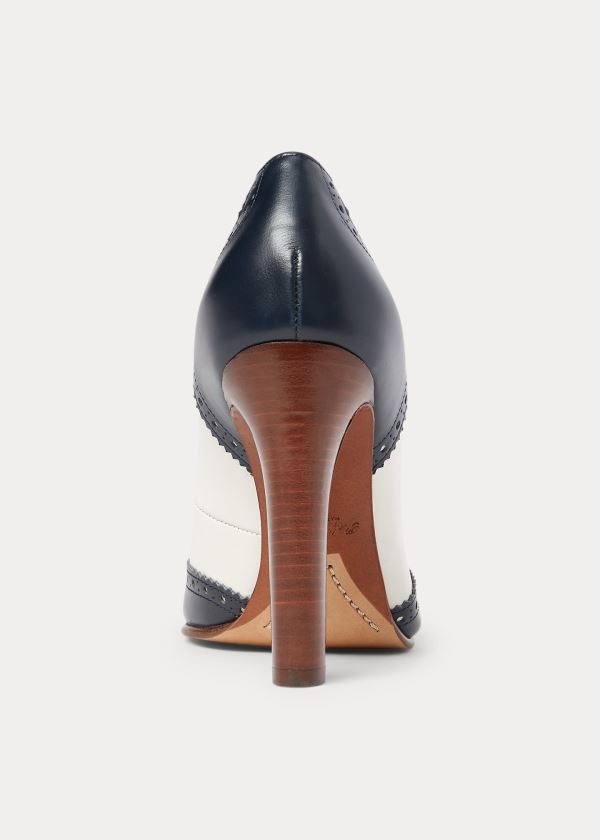 Szpilki Ralph Lauren Scarlette Calfskin Pump Damskie Beżowe Granatowe | XAWS8377