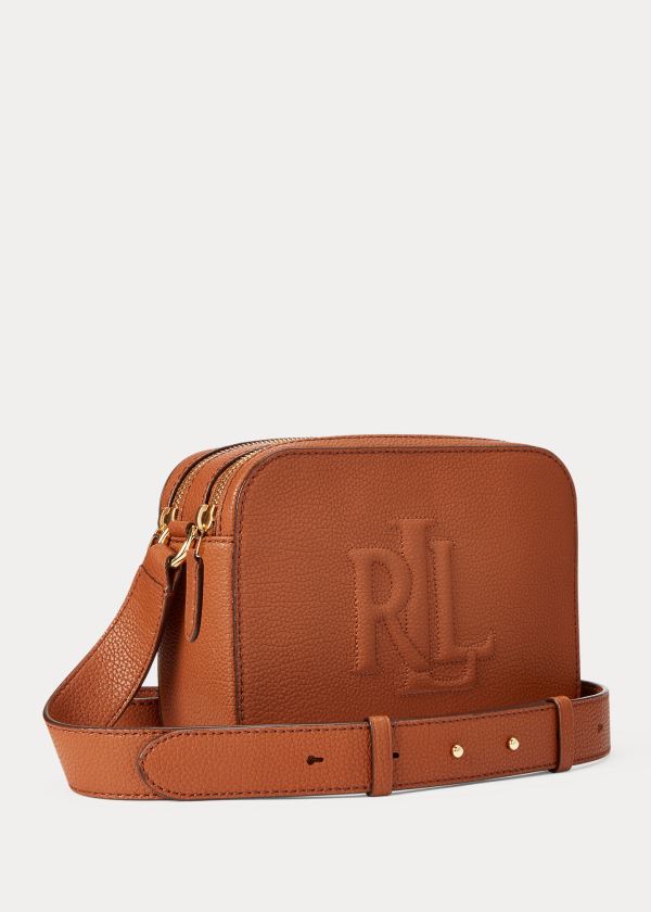 Torba Crossbody Ralph Lauren Leather Hayes Crossbody Damskie Brązowe | XQXJ4968