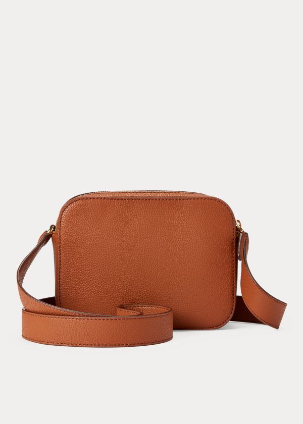 Torba Crossbody Ralph Lauren Leather Hayes Crossbody Damskie Brązowe | XQXJ4968