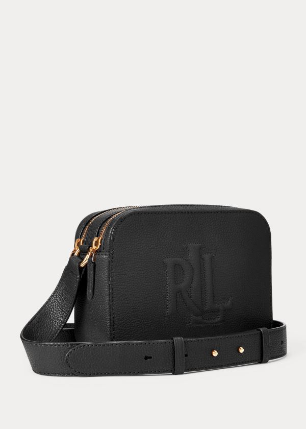 Torba Crossbody Ralph Lauren Leather Hayes Crossbody Damskie Czarne | OOZW3015