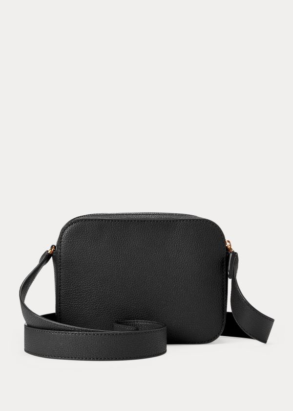 Torba Crossbody Ralph Lauren Leather Hayes Crossbody Damskie Czarne | OOZW3015