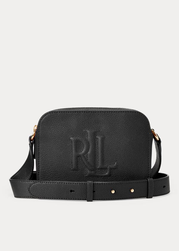 Torba Crossbody Ralph Lauren Leather Hayes Crossbody Damskie Czarne | OOZW3015