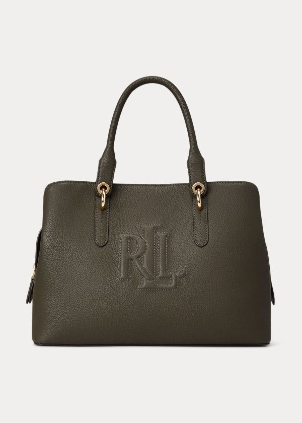 Torba Satchel Ralph Lauren Leather Medium Hayward Satchel Damskie Jasny Oliwkowe | CPQW7683