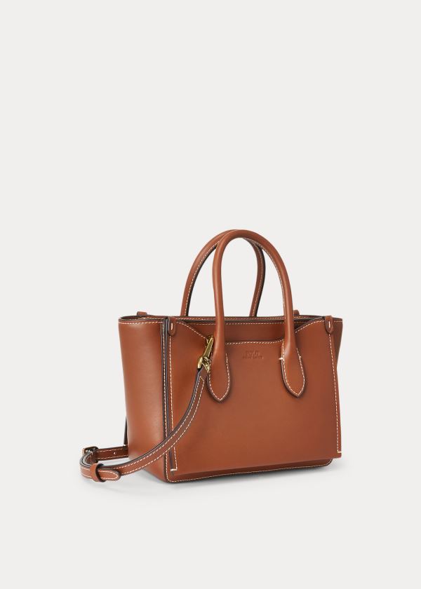 Torba Satchel Ralph Lauren Leather Mini Sloane Satchel Damskie Brązowe | RJMC7634