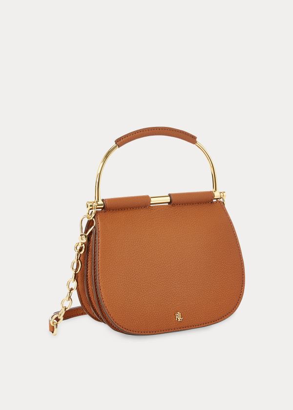 Torba Satchel Ralph Lauren Mini Leather Round Satchel Damskie Brązowe | EMMD8067