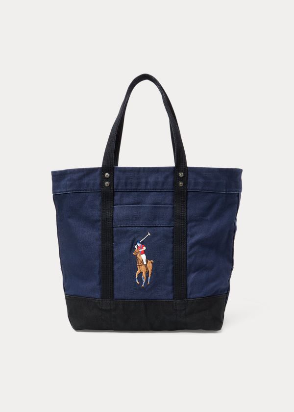 Torby Ralph Lauren Big Pony Canvas Tote Bag Męskie Granatowe Czarne | BFVZ3649