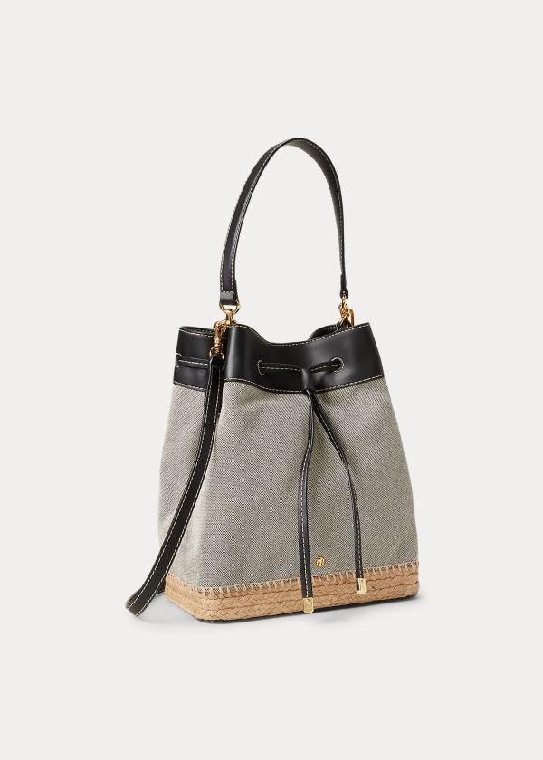 Torby Ralph Lauren Canvas Debby Drawstring Bag Damskie Czarne | PSTQ1639