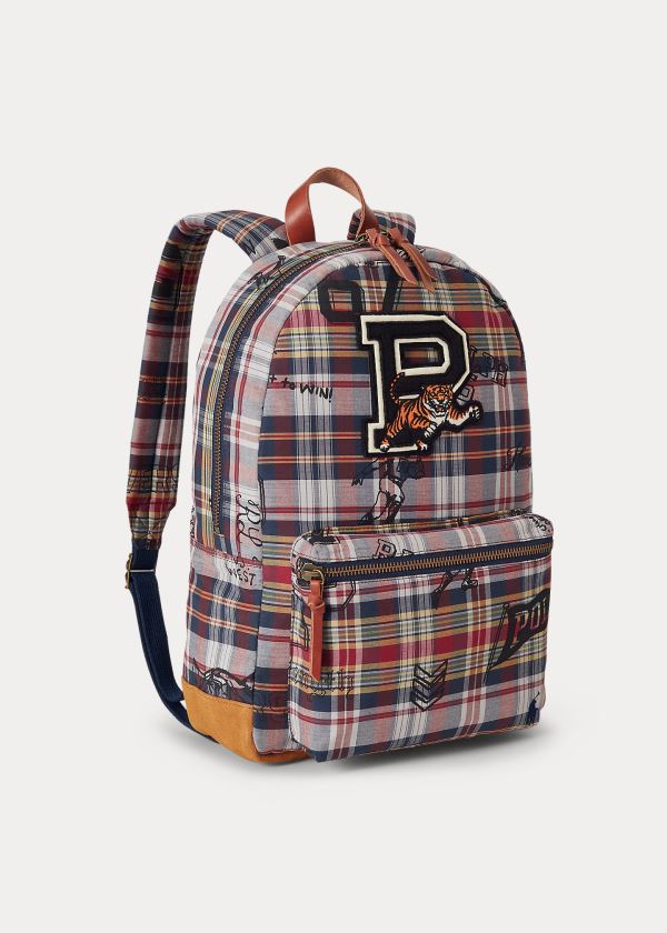 Torby Ralph Lauren Cotton Madras Backpack Męskie Kolorowe | KAEU2888