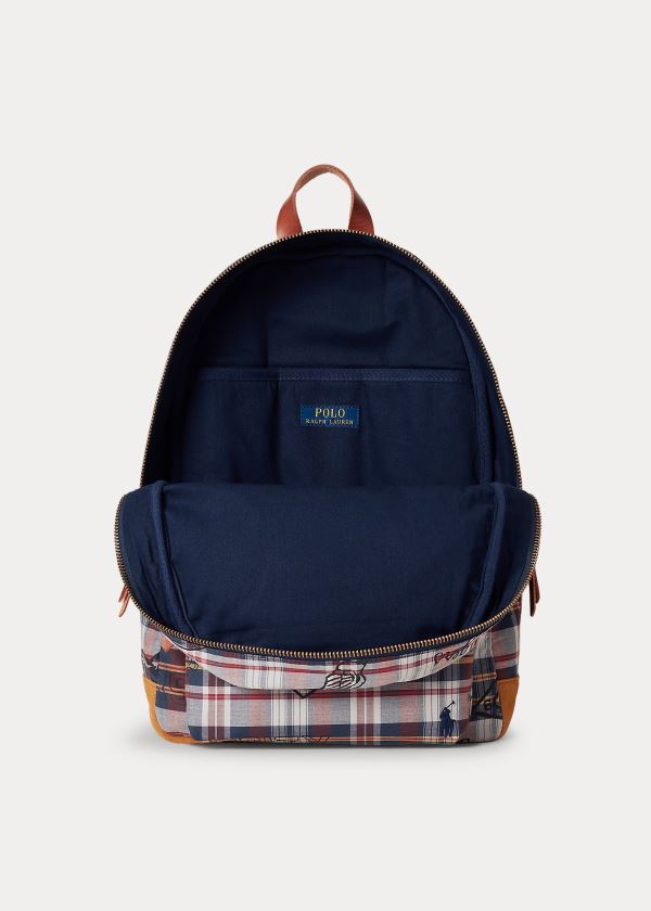 Torby Ralph Lauren Cotton Madras Backpack Męskie Kolorowe | KAEU2888