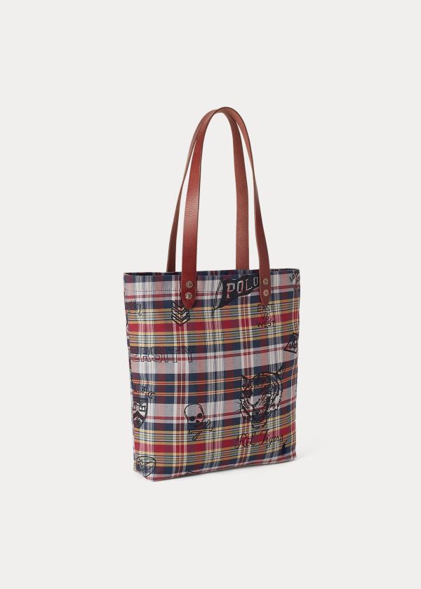 Torby Ralph Lauren Cotton Madras Tote Męskie Kolorowe | HVUC4883