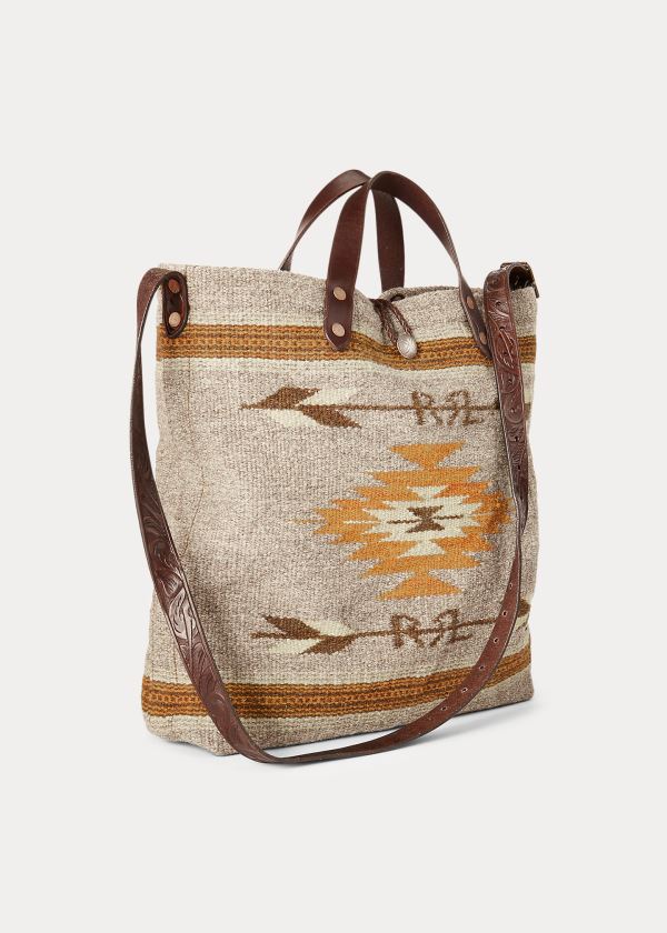 Torby Ralph Lauren Handwoven Southwestern Tote Męskie Beżowe Kolorowe | WXAV3145