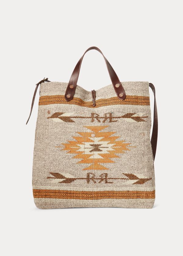 Torby Ralph Lauren Handwoven Southwestern Tote Męskie Beżowe Kolorowe | WXAV3145