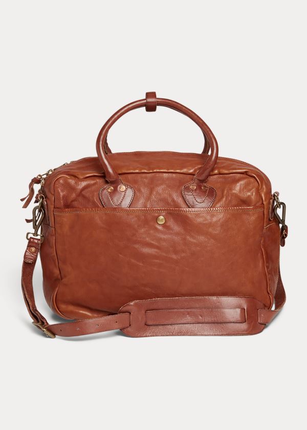 Torby Ralph Lauren Leather Cargo Briefcase Męskie Brązowe | IJIM2955