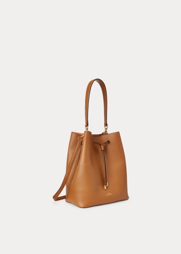 Torby Ralph Lauren Leather Debby Drawstring Bag Damskie Brązowe Pomarańczowe | BCJN9855