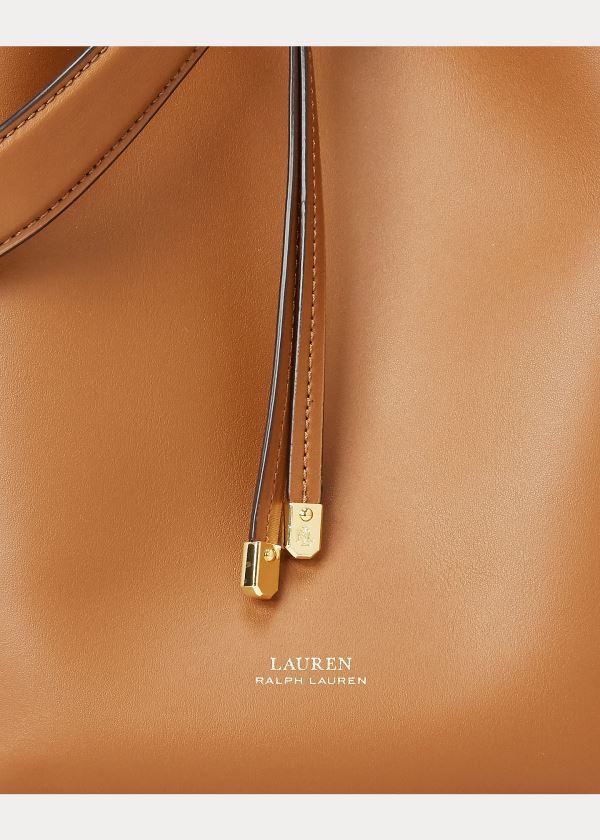 Torby Ralph Lauren Leather Debby Drawstring Bag Damskie Brązowe Pomarańczowe | BCJN9855