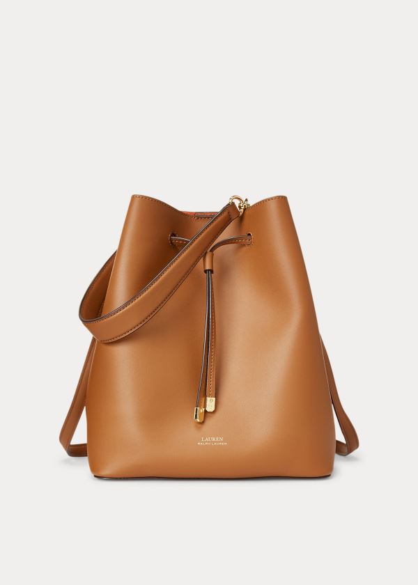 Torby Ralph Lauren Leather Debby Drawstring Bag Damskie Brązowe Pomarańczowe | BCJN9855