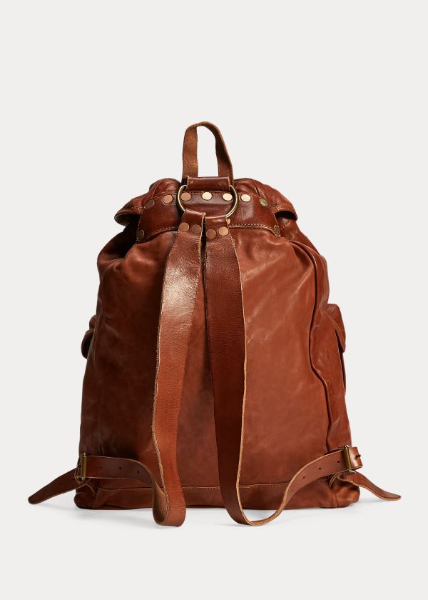 Torby Ralph Lauren Leather Rucksack Męskie Brązowe | OSWN6642