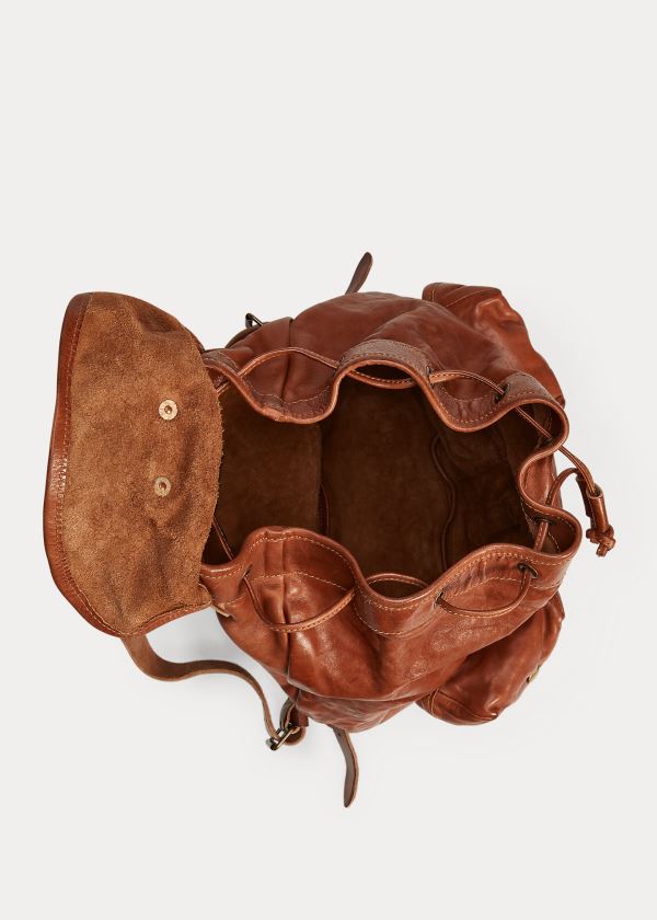 Torby Ralph Lauren Leather Rucksack Męskie Brązowe | OSWN6642