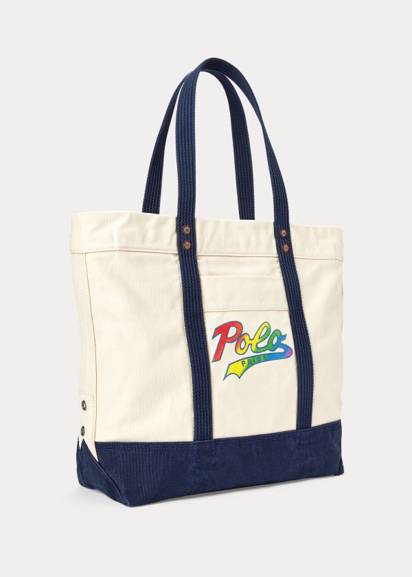 Torby Ralph Lauren Pride Tote Męskie Kremowe Kolorowe | NTSQ1681