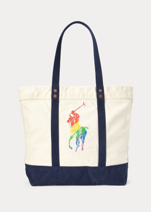 Torby Ralph Lauren Pride Tote Męskie Kremowe Kolorowe | NTSQ1681