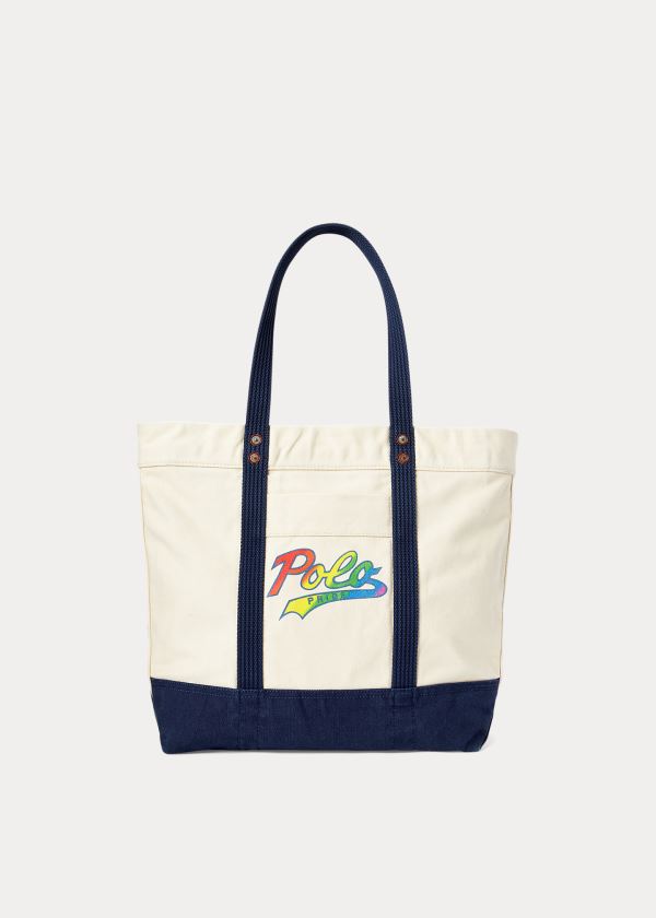 Torby Ralph Lauren Pride Tote Męskie Kremowe Kolorowe | NTSQ1681