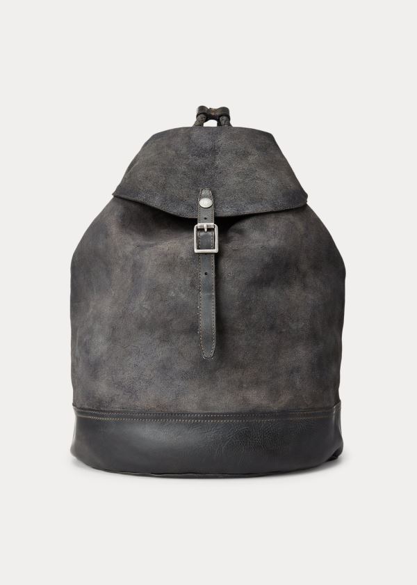 Torby Ralph Lauren Tumbled Leather Rucksack Męskie Czarne | SEQN3678