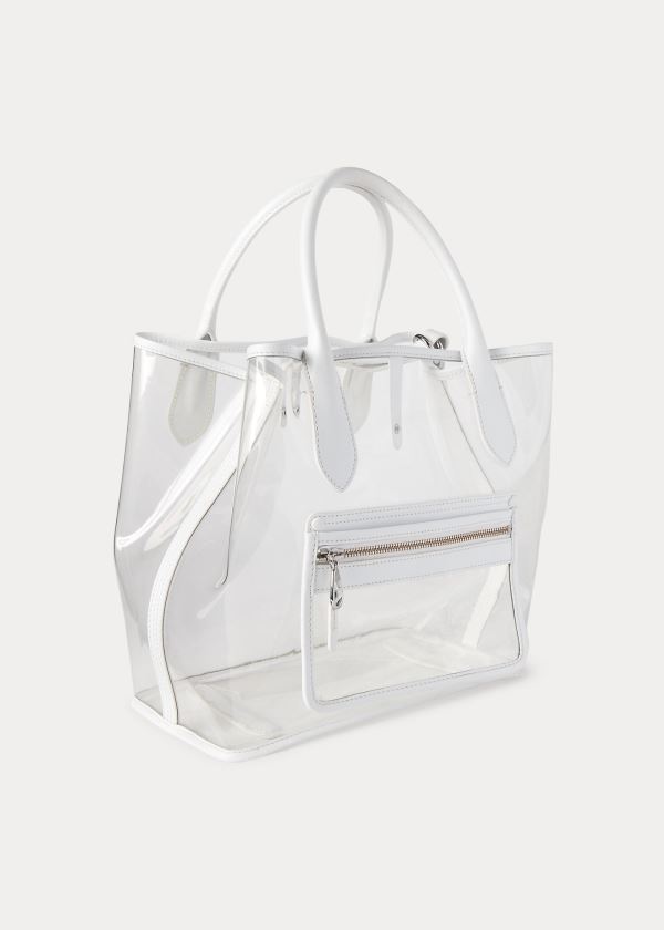 Torby Tote Ralph Lauren Clear Medium Bellport Tote Damskie Białe | QMRN9840