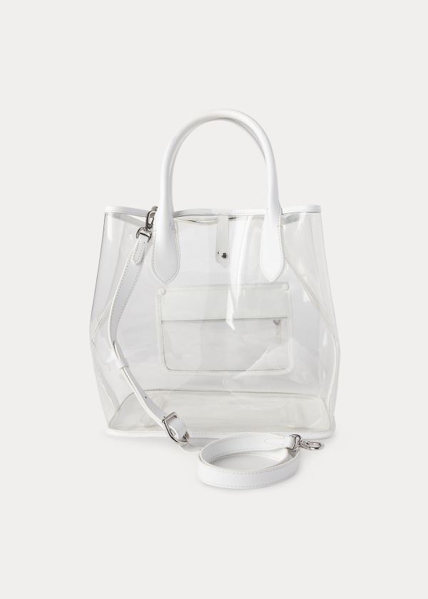 Torby Tote Ralph Lauren Clear Medium Bellport Tote Damskie Białe | QMRN9840